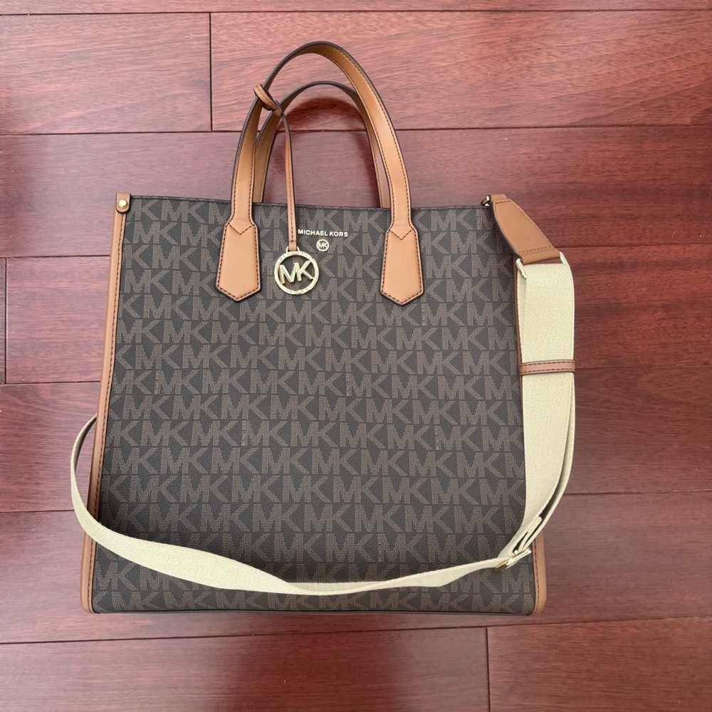 Michael Kors Dark Brown Leather Signature Tote Cross Body Option - Picture 3 of 7